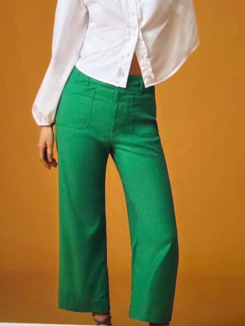 AnthropologieThe Colette Cropped Wide-Leg Trousers by Maeve Linen Edition Sz 32